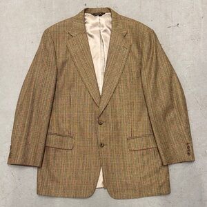 Paul Stuart Tan and Brown Checkered Tweed Blazer